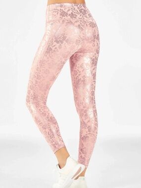 Fabletics Leggings High-Waisted Printed PureLuxe 7/8 Pink Shimmer Floral Size XL